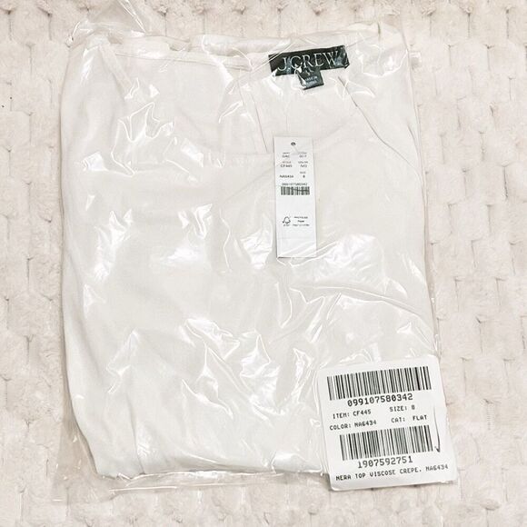 J.Crew Ivory Shirred-Waist Viscose Crepe Long Sleeve Top Size 8 NWT CF445 - Picture 5 of 9